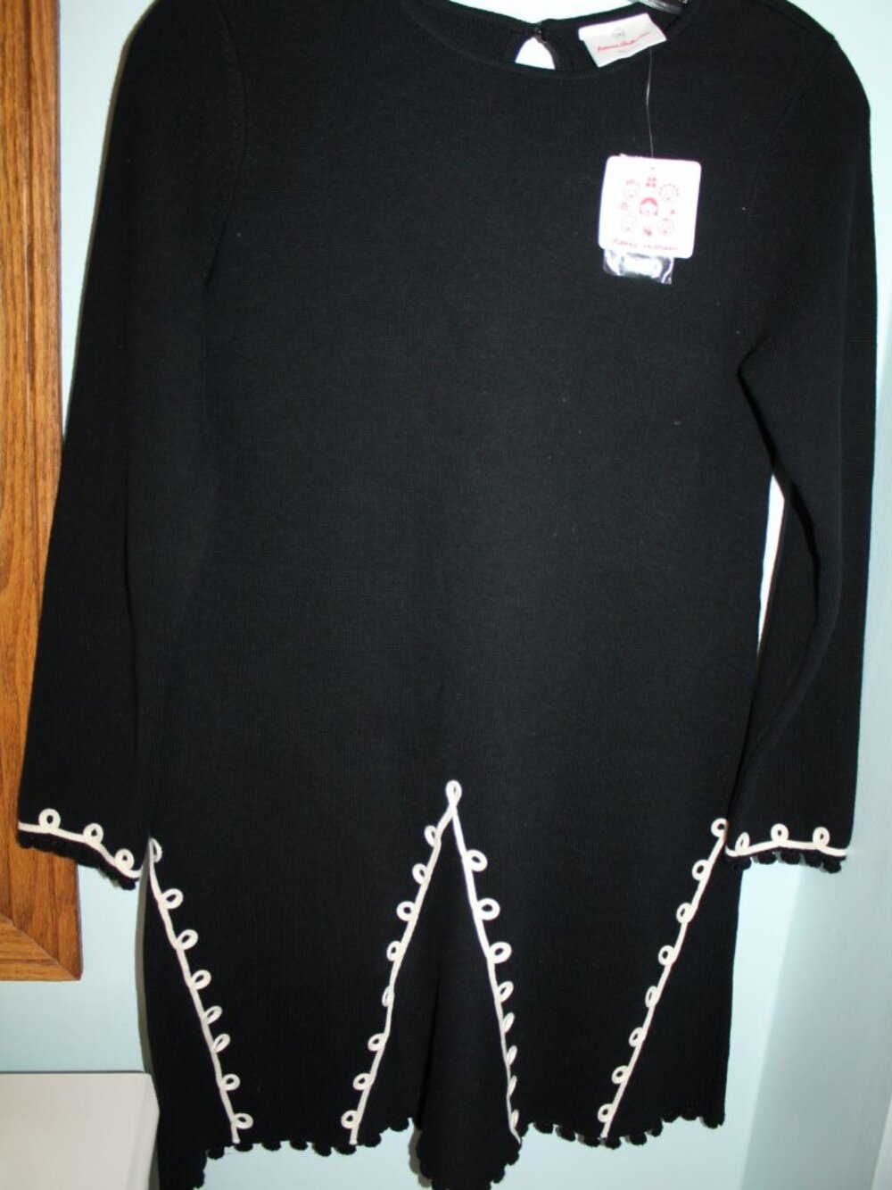 NWT Hanna Andersson Milano Black White Loop Sweater Dress Girls Size 10 140 EU